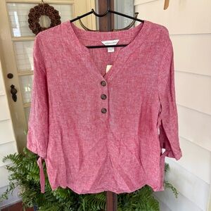 Christopher & Banks Red Henley Blouse